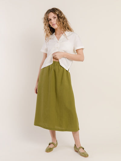 Meadow Linen Skirt Olive