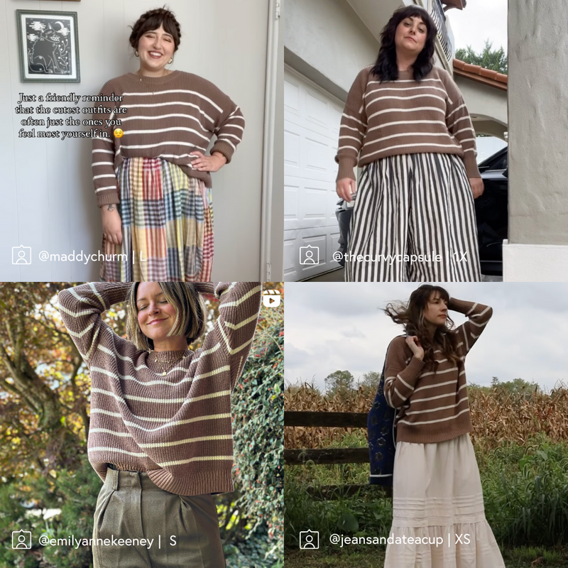 Shelter Cotton Crew Neck Sweater Mocha Stripe