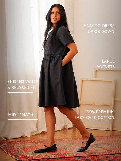 Nico Dress Easy Care Cotton Black