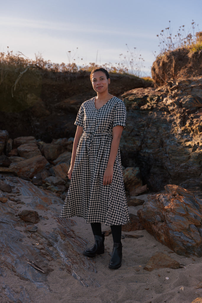 Nell Midi Dress Black Gingham