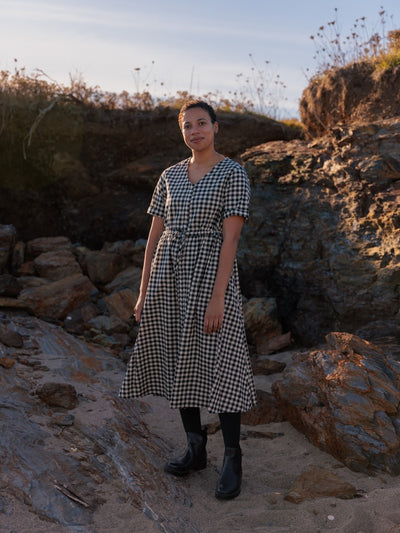 Nell Midi Dress Black Gingham