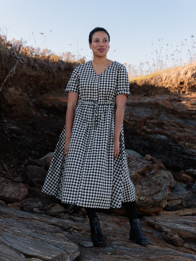 Nell Midi Dress Black Gingham