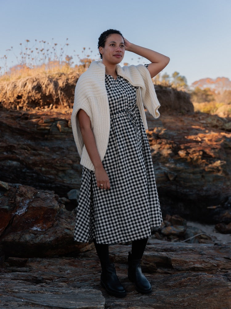 Nell Midi Dress Black Gingham