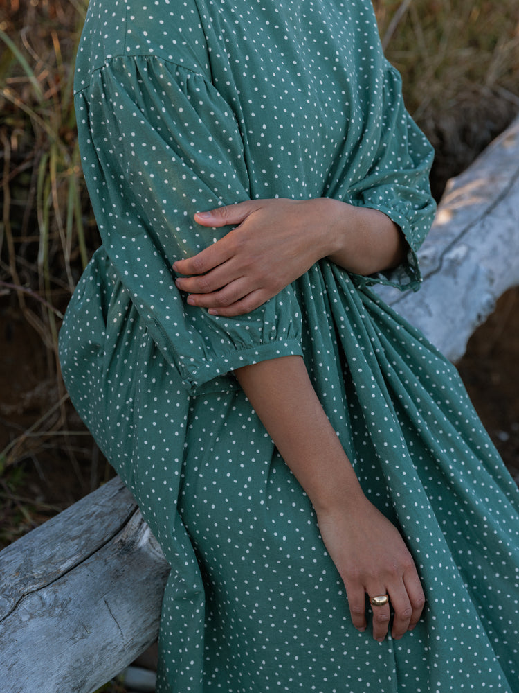 long sleeve midi polka dot dress Glory. Long Sleeve Button Down Midi Dress ELF