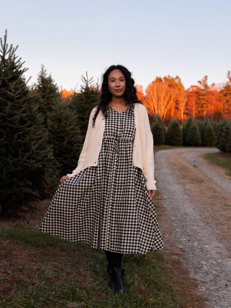 Nell Midi Dress Black Gingham