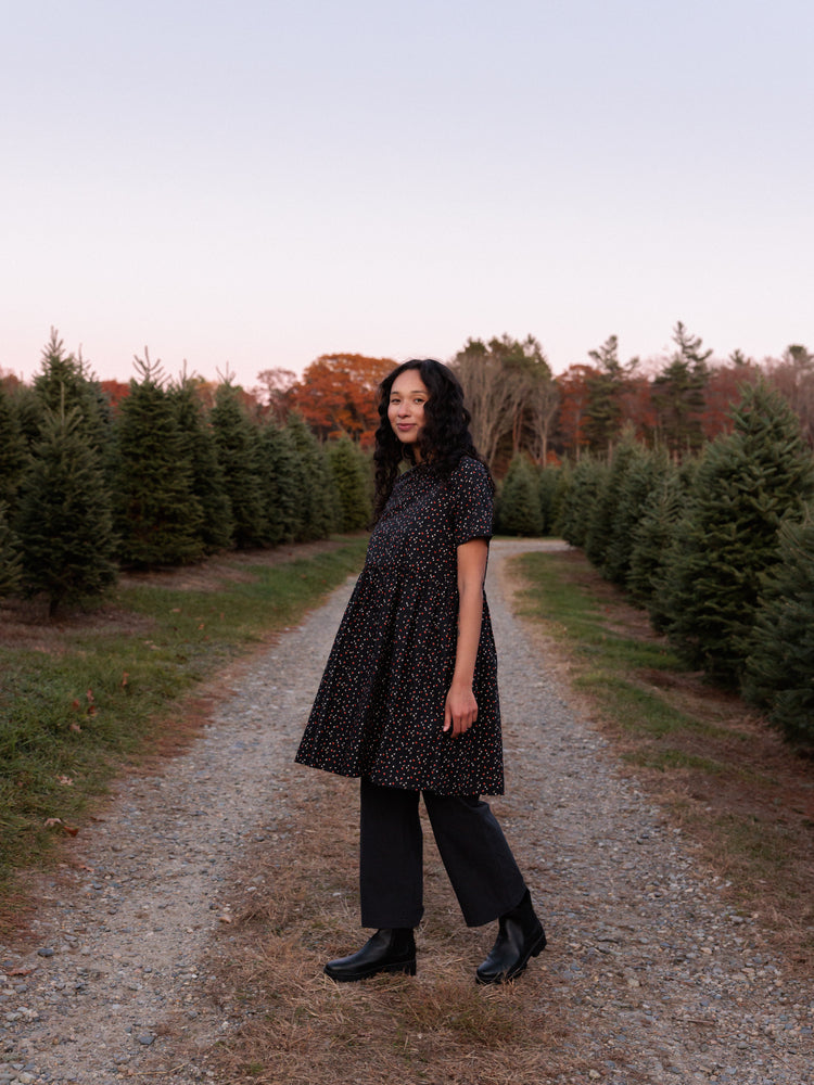 Nico Dress Cotton Black Floral Print