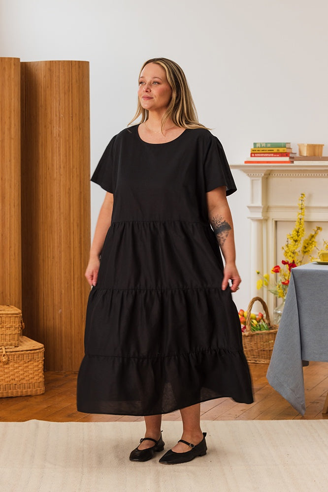 Chalet Tiered Dress Black