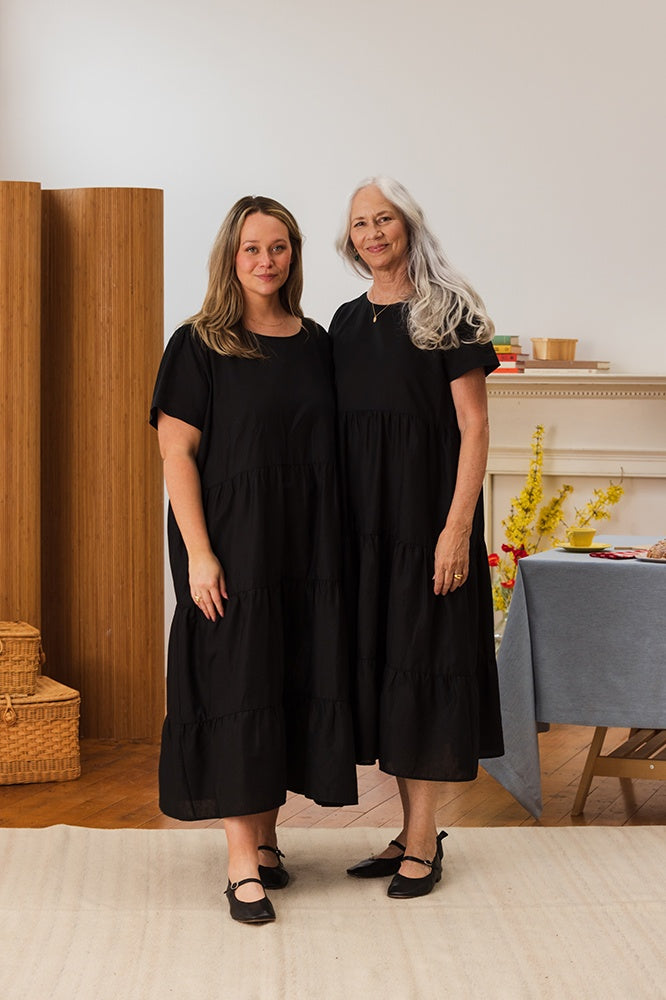 Tradlands Tiered Dresses for Women | Chalet Tiered Dress Mocha Stripe / Xs Tradlands Tiered Dresses for Women | Chalet Tiered Dress Mocha Stripe / Xs