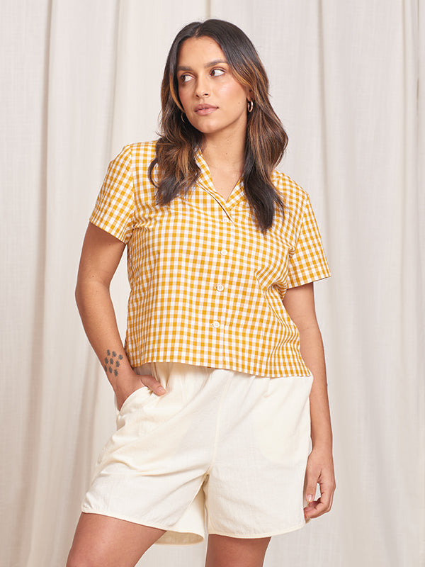 Tradlands Short Sleeve Button-Up Shirt | Coast Camp Shirt Gingham - Navy Gingham - Navy / XXS