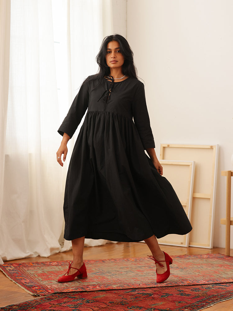 Bell sleeve cotton dress hotsell