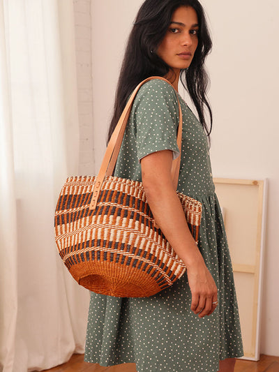 Jenna Bee Brown Stripes Sisal Bag