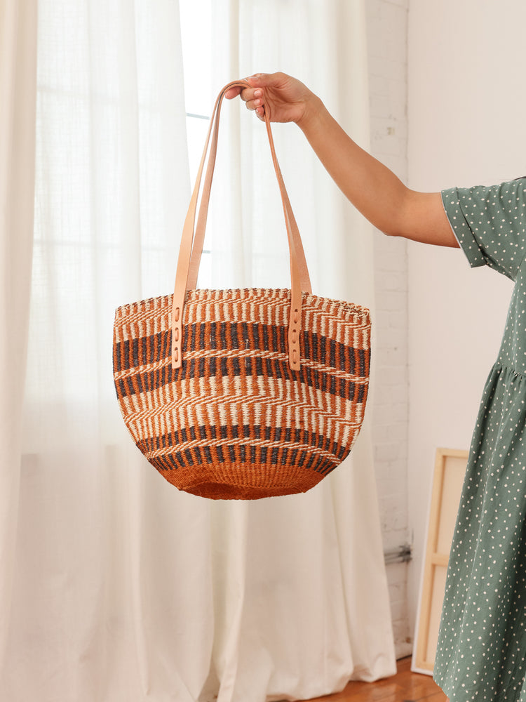 Jenna Bee Brown Stripes Sisal Bag