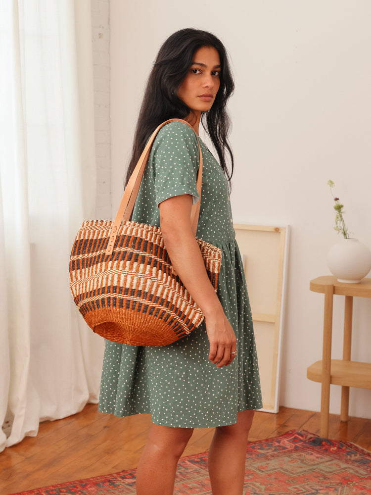 Jenna Bee Brown Stripes Sisal Bag