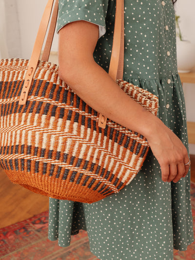 Jenna Bee Brown Stripes Sisal Bag