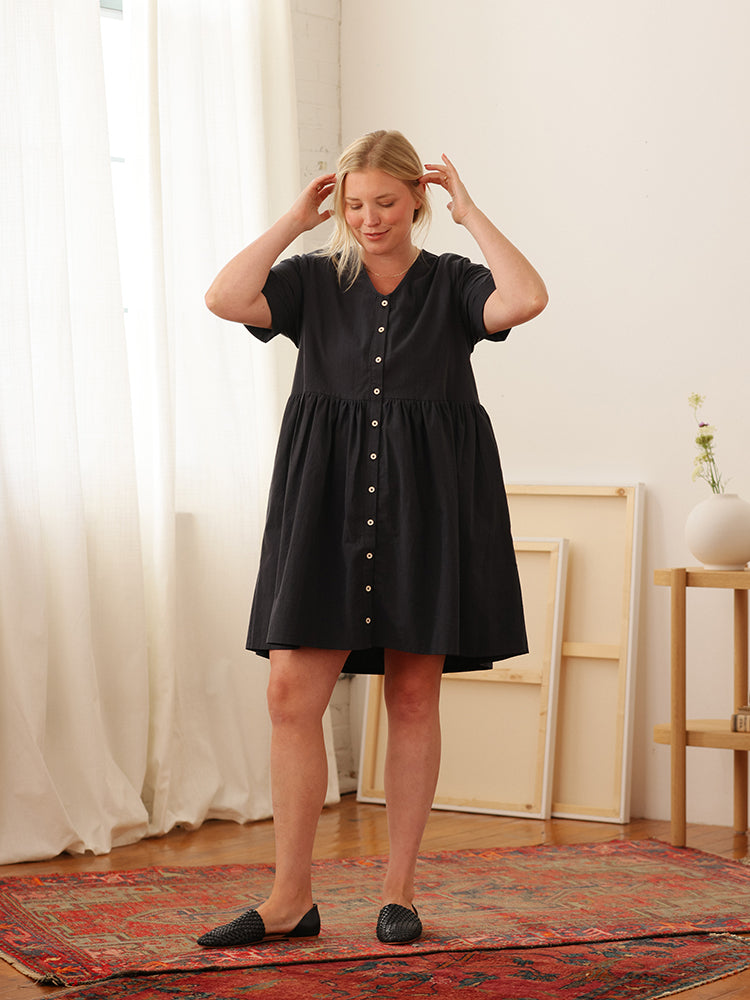 Nell Dress Easy Care Cotton Black