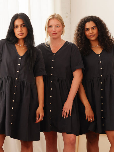 Nell Dress Easy Care Cotton Black