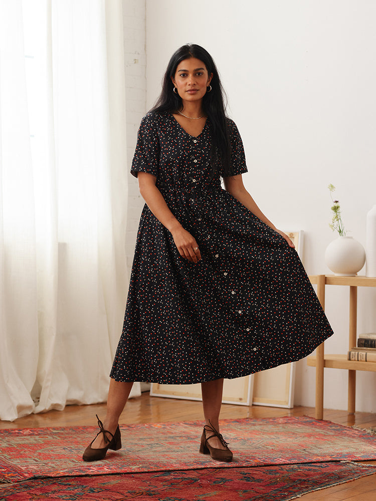 Ness Half & Half Dress 1/2 blk 1/2 red tarta main image 0