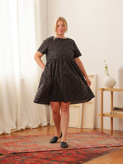 Nico Dress Cotton Black Floral Print