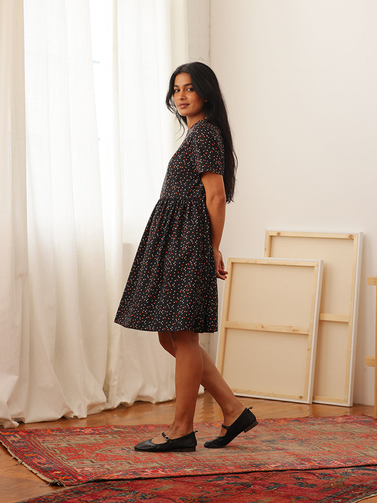 Nico Dress Cotton Black Floral Print