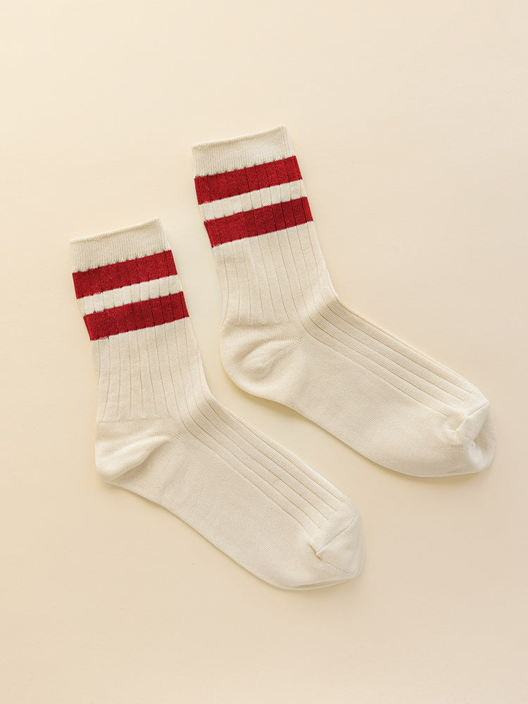 Le Bon Her Varsity Sock Red