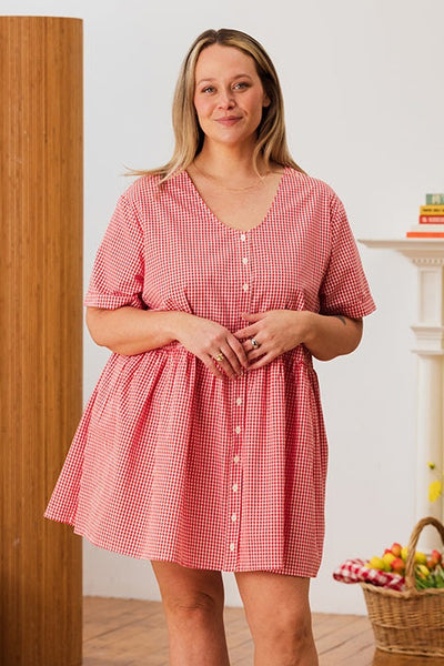 Nell Mini Dress Cherry Mini Gingham