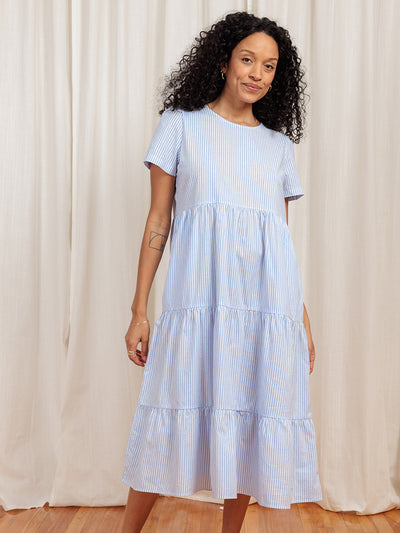 Chalet Tiered Dress Cotton Linen Harbor