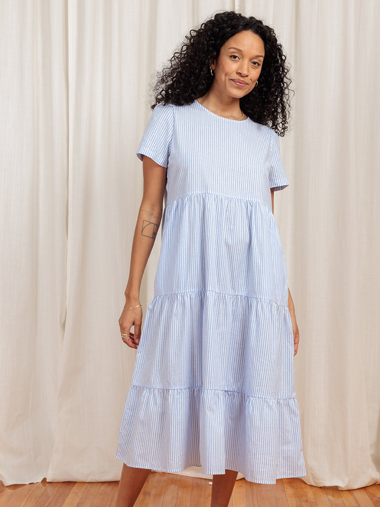 Chalet Tiered Dress Cotton Linen Harbor