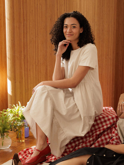 Chalet Tiered Dress Speckled Cream