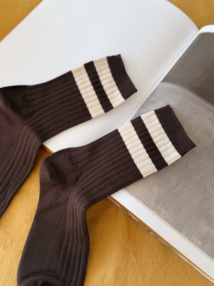 Le Bon Her Varsity Sock Espresso Cream