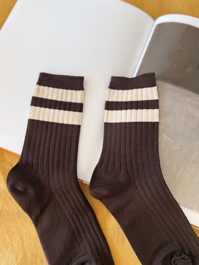 Le Bon Her Varsity Sock Espresso Cream