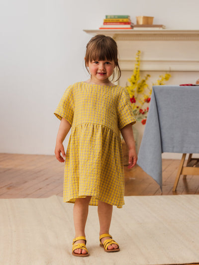 Nico Toddler Kids Linen Dress Sunshine Gingham