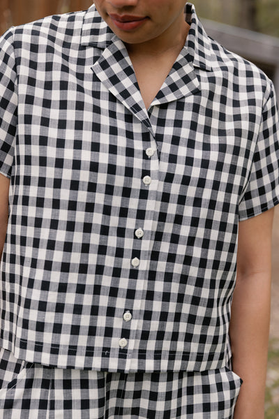 Coast Camp Linen Shirt Black Gingham