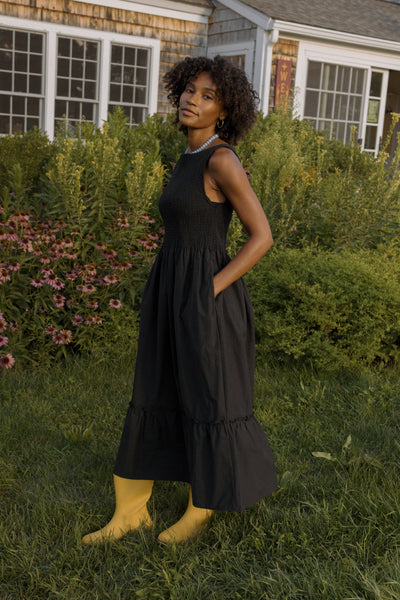 Goldie Smocked Sleeveless Dress Black