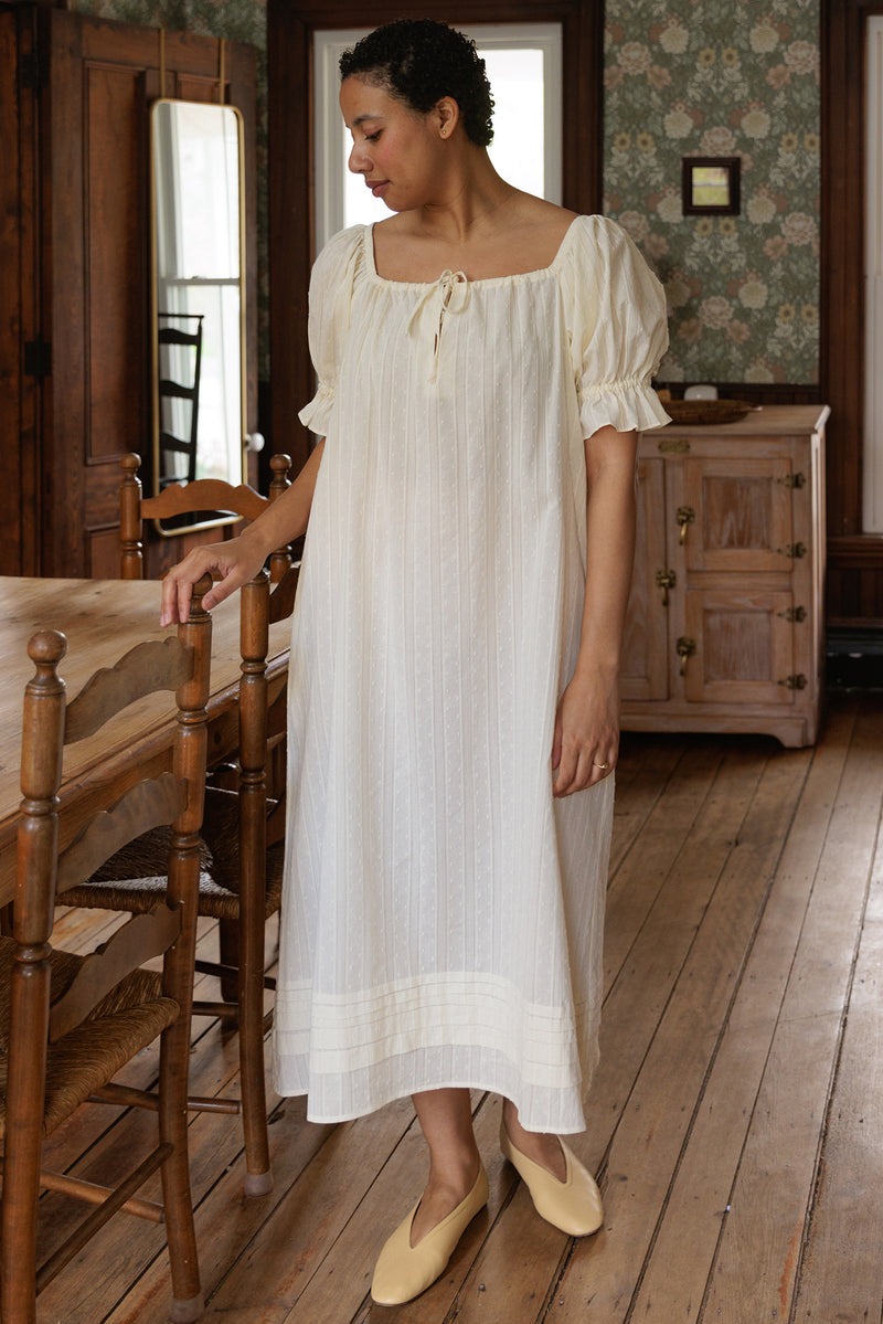 house dress linen Back Cut Out Linen Dress Pin striped Linen / M