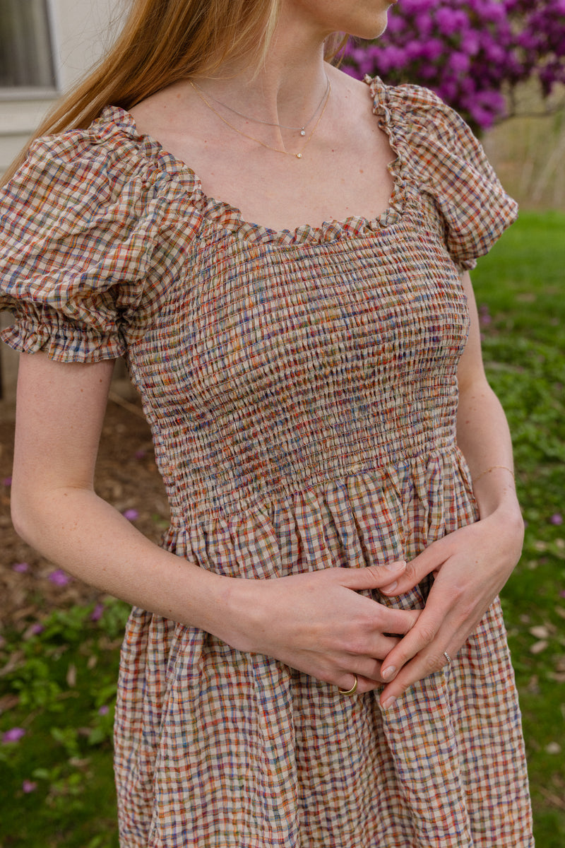 gingham short sleeve dress Tradlands - Goldie Smocked Short Sleeve Womens Dress