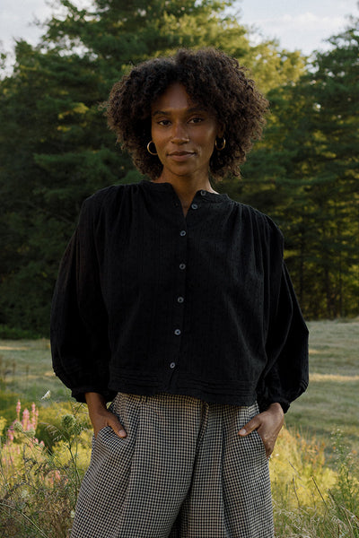 Bertille Pintucked Top Black
