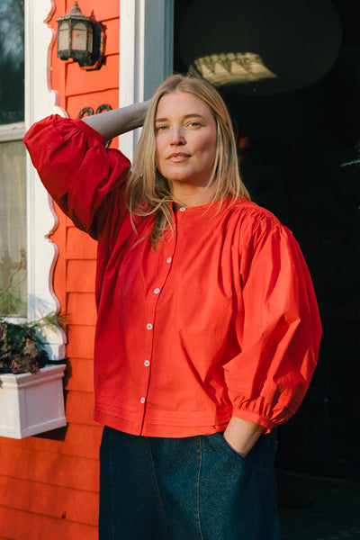 Bertille Pintucked Top Scarlet