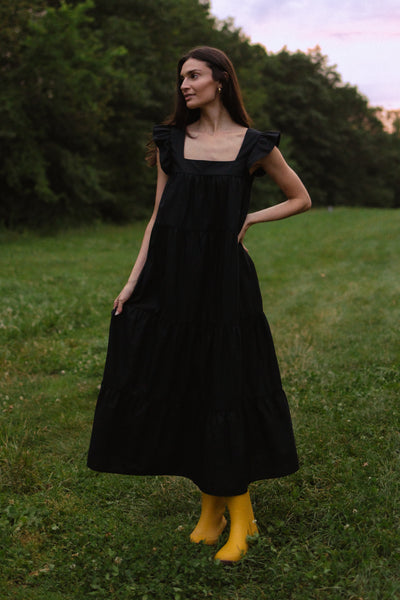 Chalet Flutter Sleeveless Dress Black