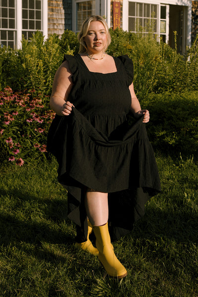 Chalet Flutter Sleeve Dress Black