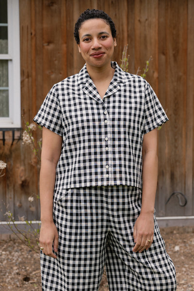 Coast Camp Linen Shirt Black Gingham