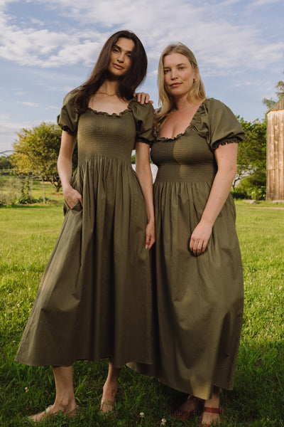 Goldie Smocked Short Sleeve Dress Kelp