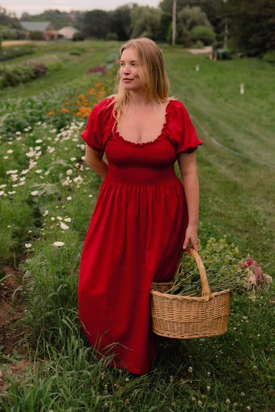 Goldie Smocked Short Sleeve Dress Rhubarb