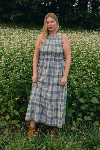 Goldie Smocked Sleeveless Dress Cream Atlantic Plaid