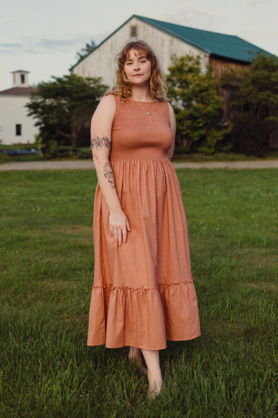 Goldie Smocked Sleeveless Dress Cameo