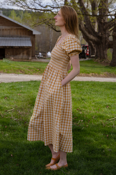 Goldie Smocked Short Sleeve Dress Honey Gingham