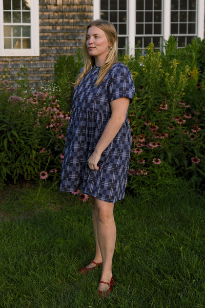 Nico Dress Indigo Plaid