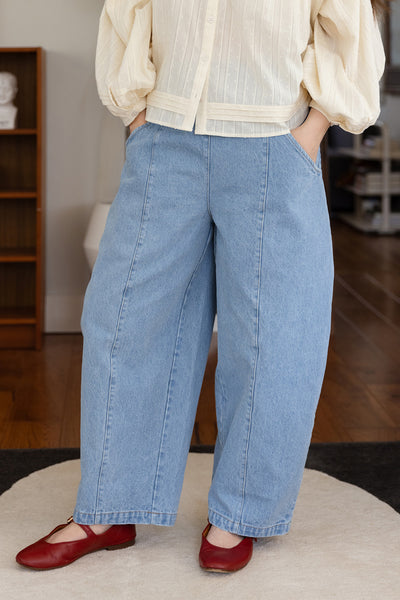 Porch Balloon Denim Pants Shoal Blue