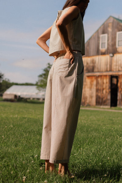 Porch Balloon Pants Oat Milk Black Stripe