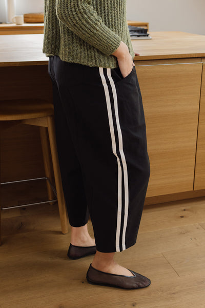 Porch Balloon Tencel Track Pants Black Natural