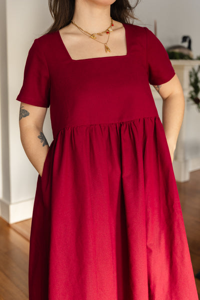 Seasonal Nico Square Neck Linen Dress